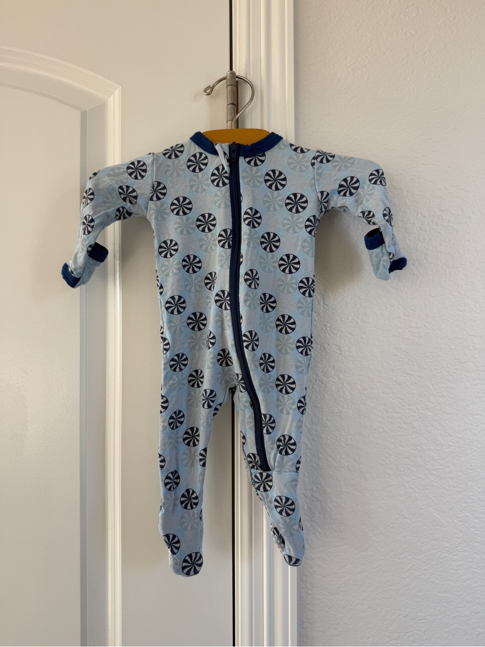Kickee pants blue candy newborn sleeper bamboo
